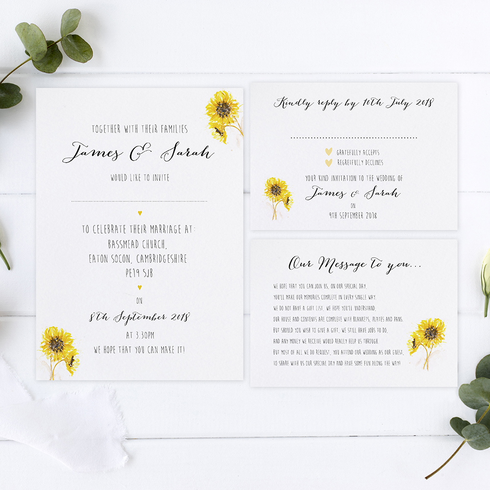 'Sunflower' Sleeve Invite