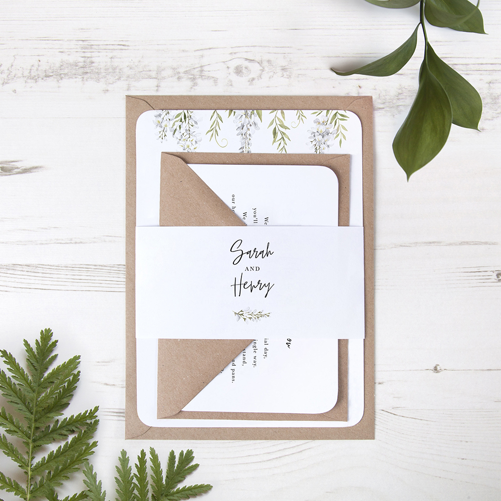 'White Wisteria' Sleeve Invite Sample
