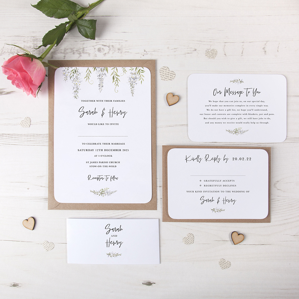 'White Wisteria' Sleeve Invite Sample