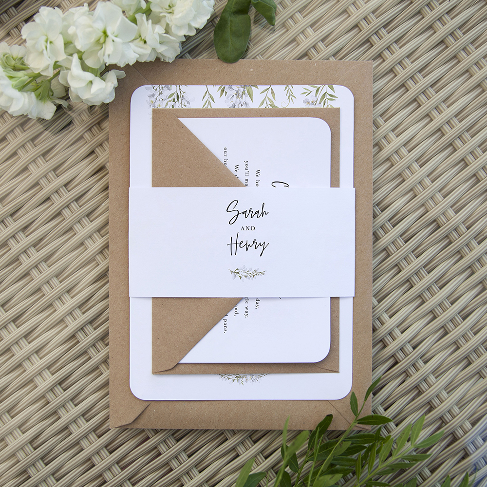 'White Wisteria' Sleeve Invite Sample