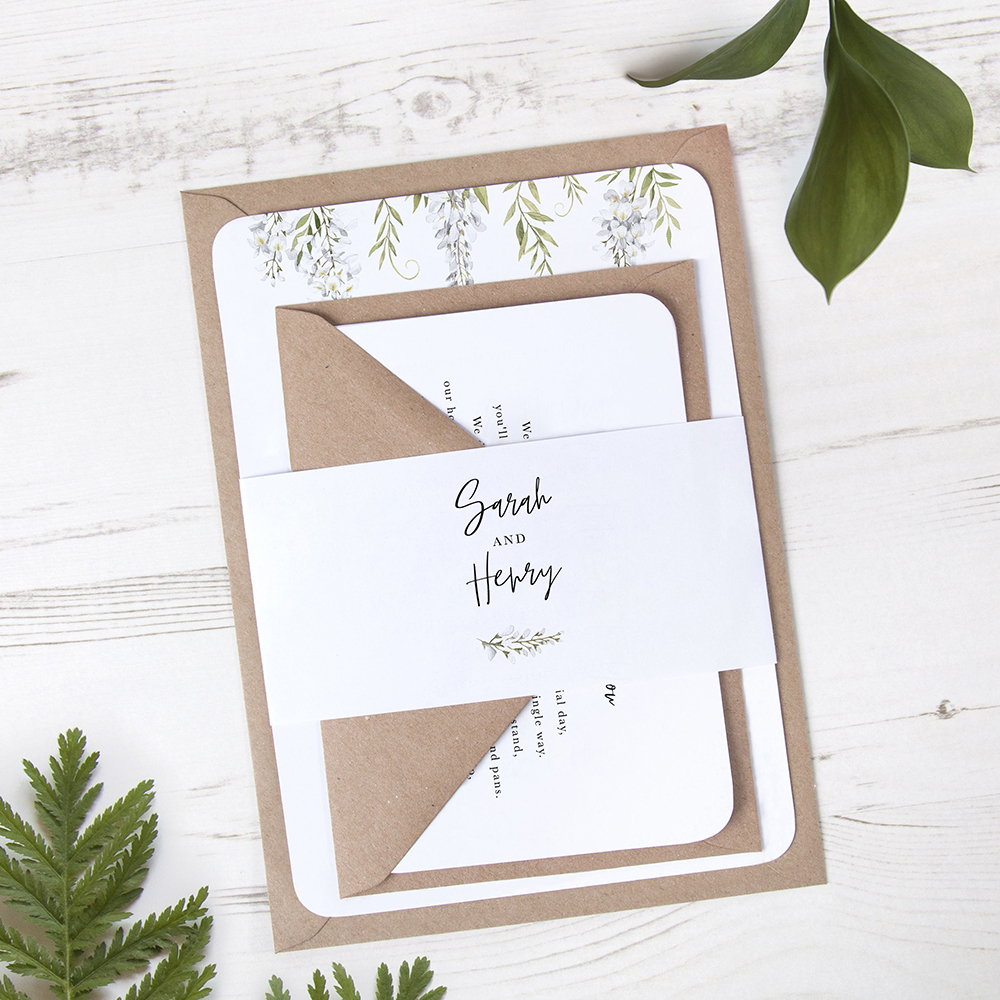 'White Wisteria' Sleeve Invite Sample
