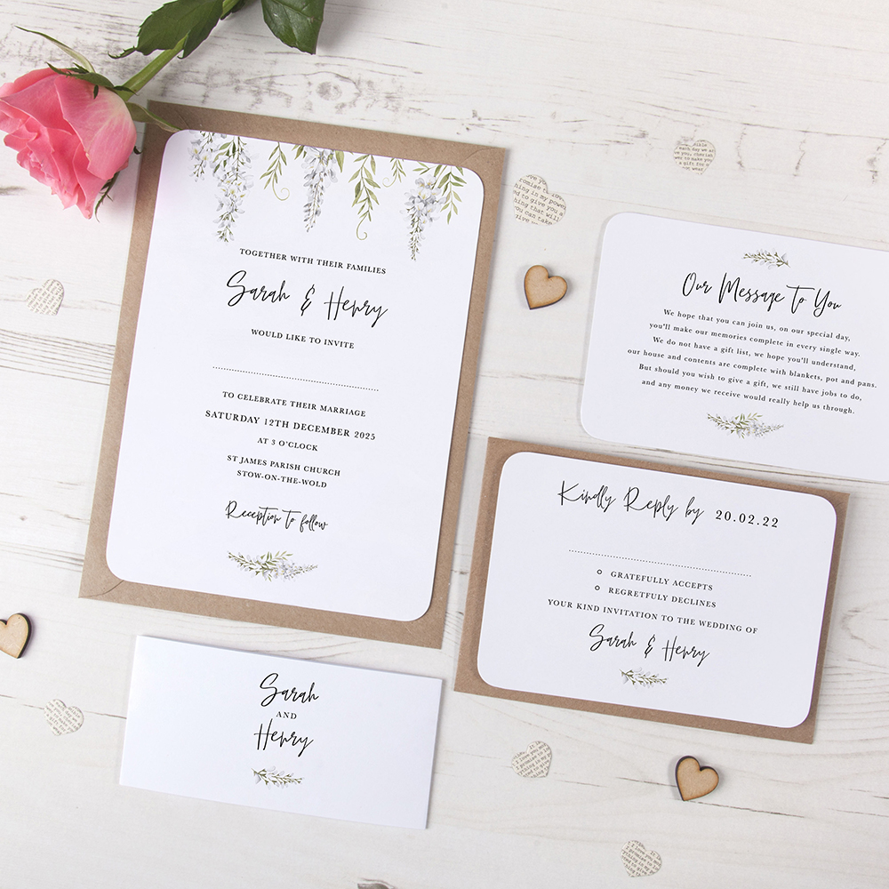 'White Wisteria' Sleeve Invite Sample