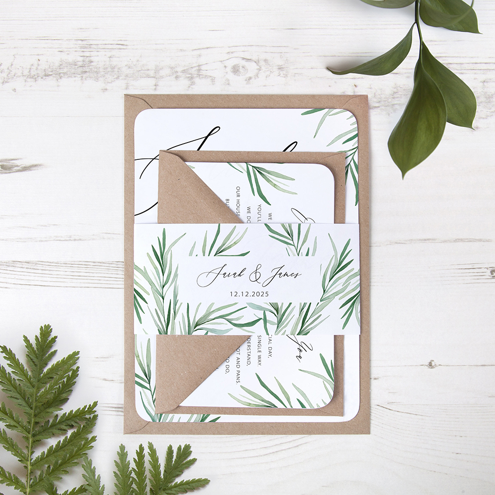 'Willow Eucalyptus' Sleeve Invite Sample