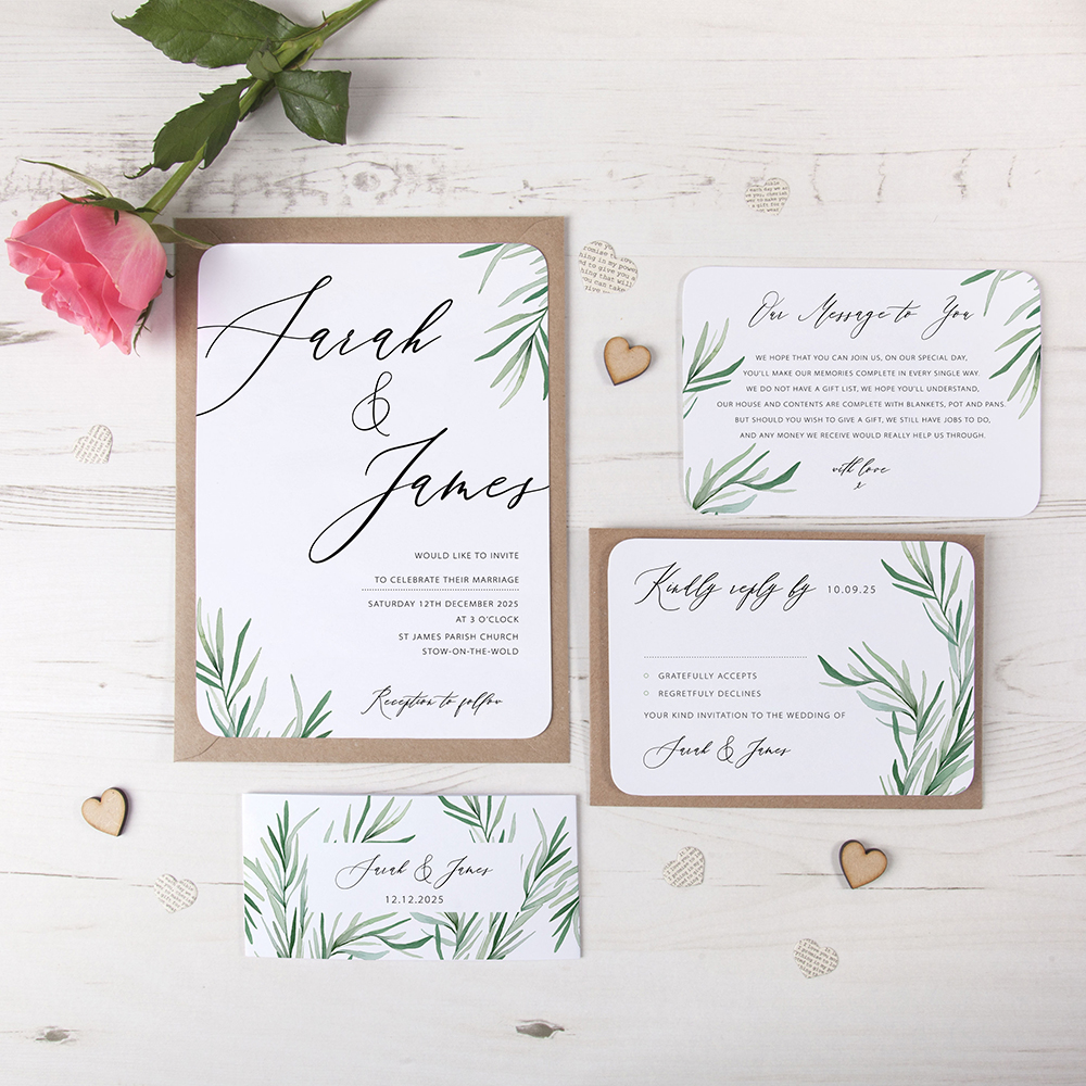 'Willow Eucalyptus' Sleeve Invite Sample