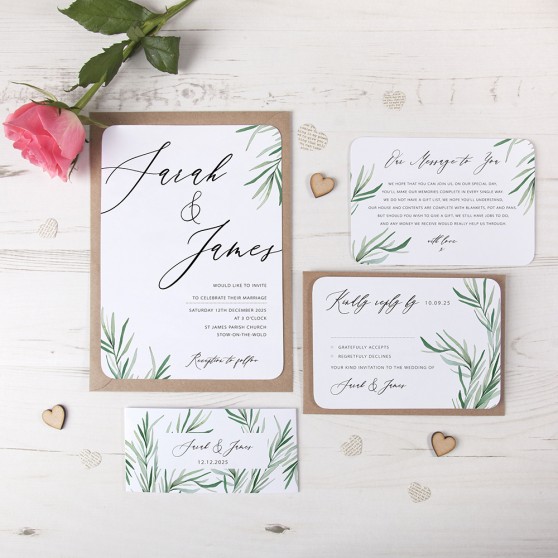 'Willow Eucalyptus' Sleeve Invite Sample