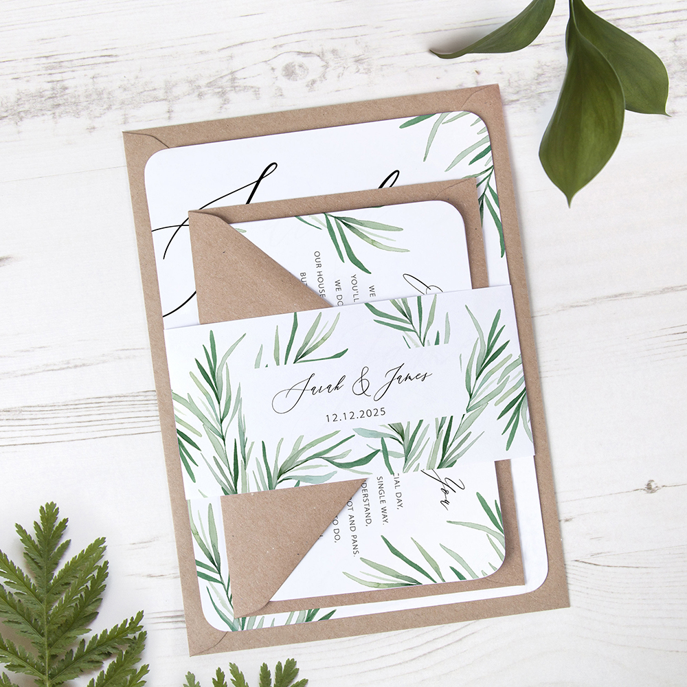 'Willow Eucalyptus' Sleeve Invite Sample
