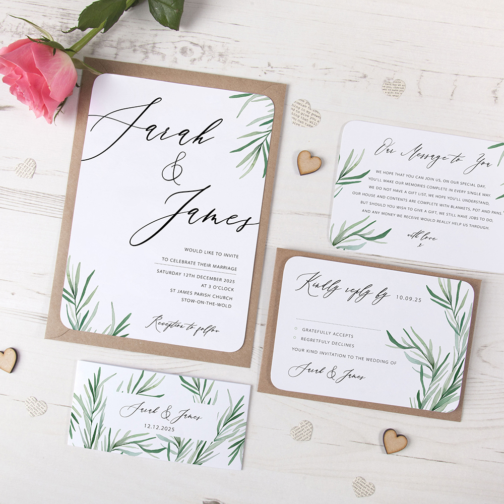 'Willow Eucalyptus' Sleeve Invite Sample