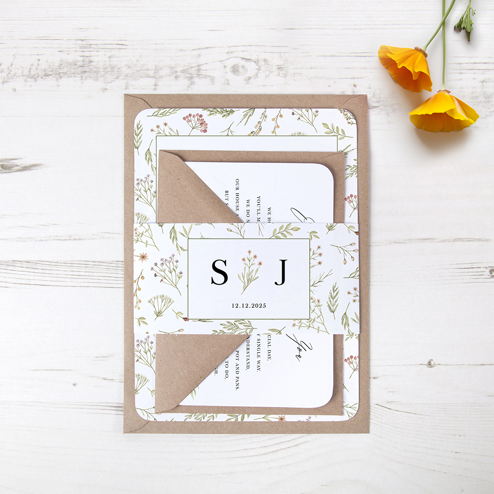 'Woodland Floral' Sleeve Invite