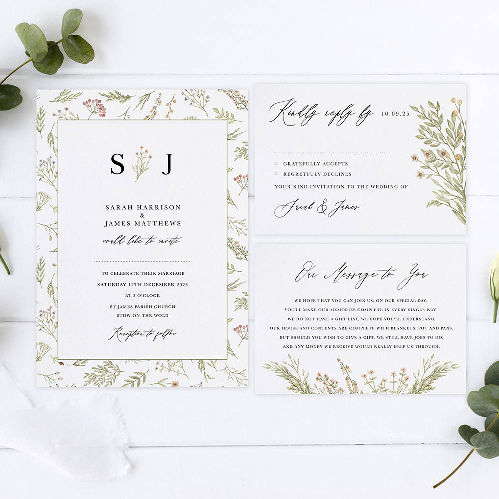 'Woodland Floral' Sleeve Invite