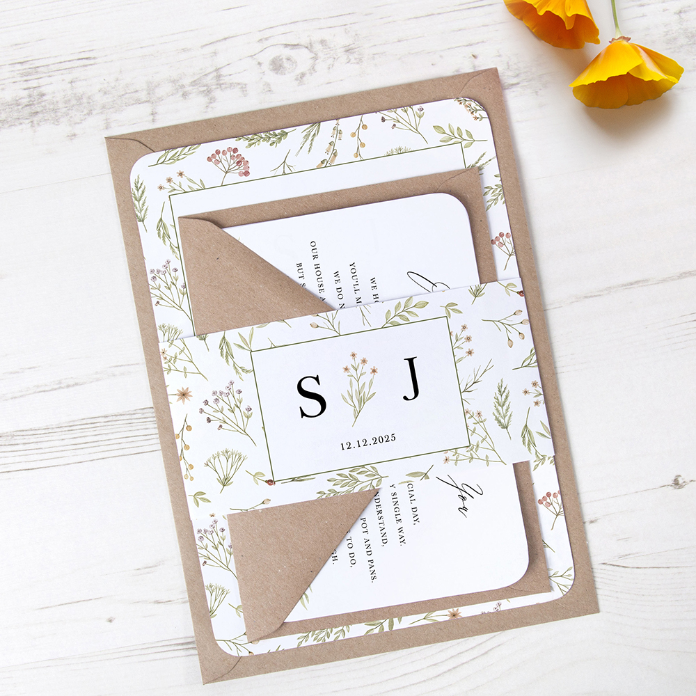'Woodland Floral' Sleeve Invite