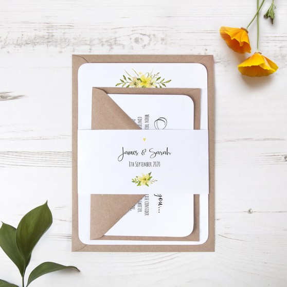 'Yellow Multi Floral Watercolour' Sleeve Invite Sample
