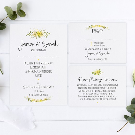'Yellow Multi Floral Watercolour' Sleeve Invite