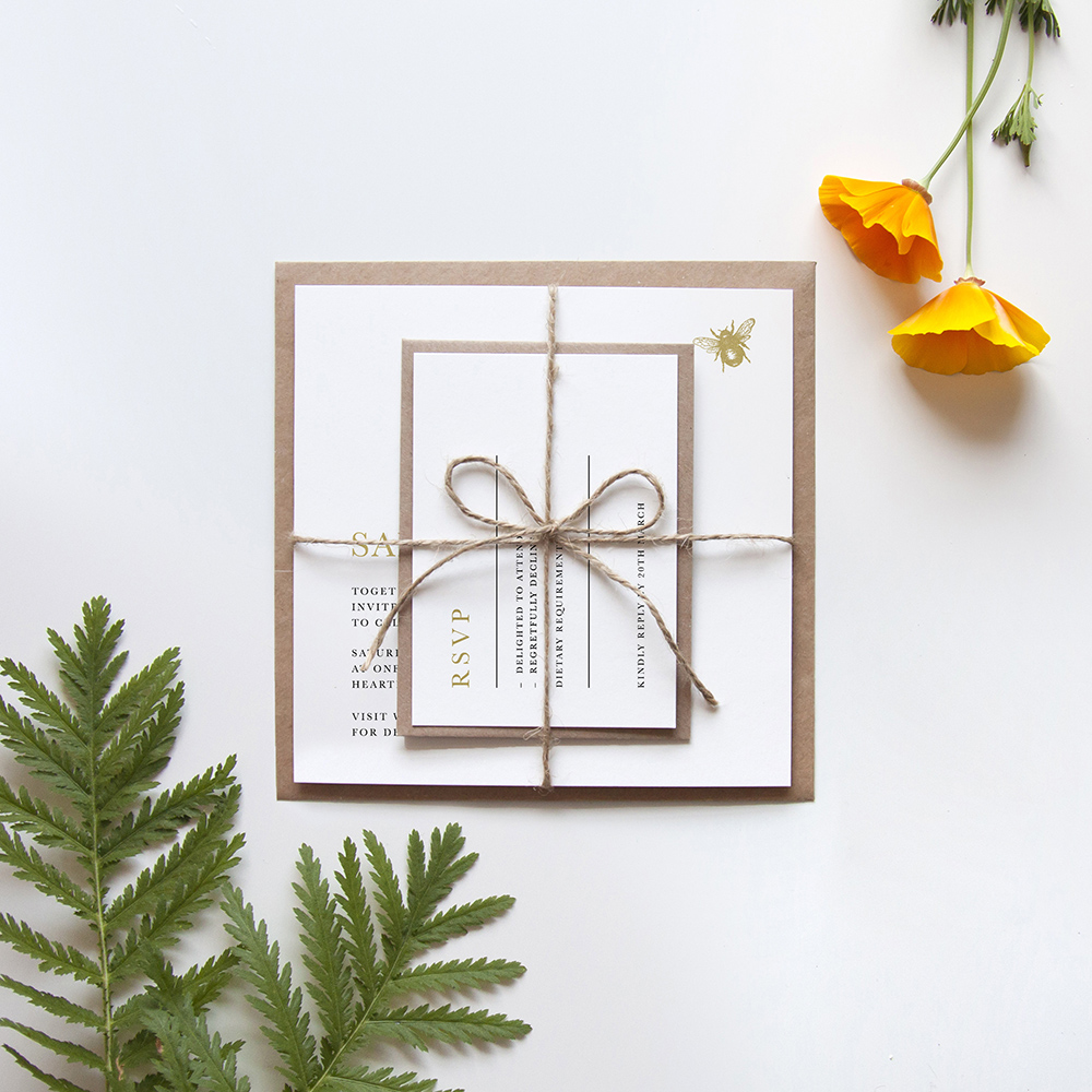 'Bumble Bee' Square Foil Invite