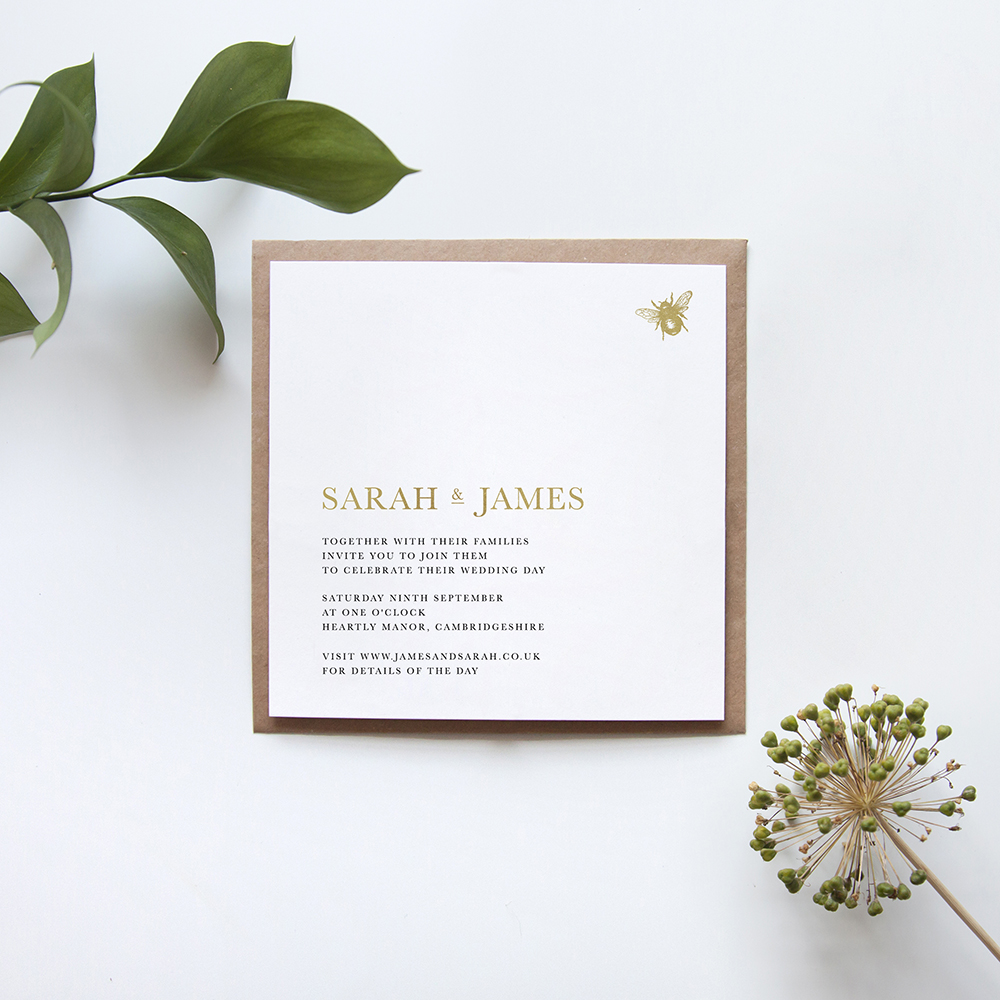 'Bumble Bee' Square Foil Invite