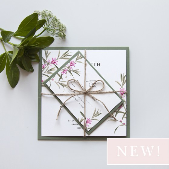 'Pink Botanical' Square Invitation Sample