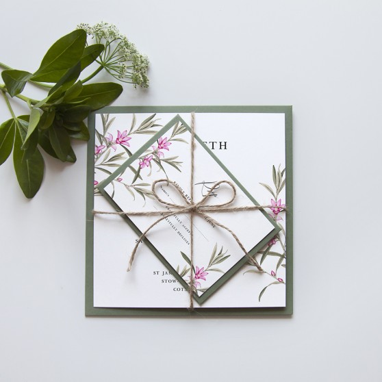 'Pink Botanical' Square Invitation