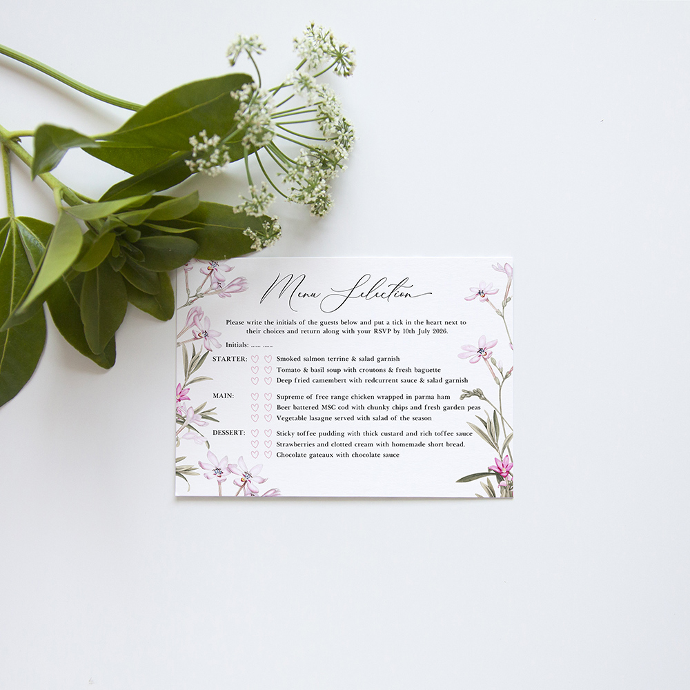 'Pink Botanical' Square Invitation Sample
