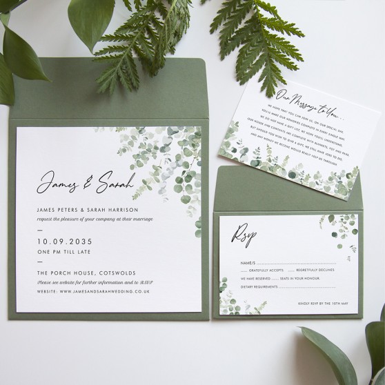 'Classic Eucalyptus' Square Invite