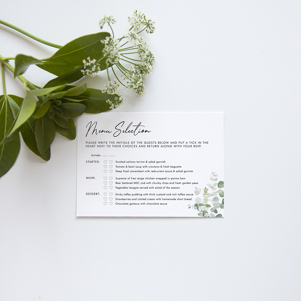 'Classic Eucalyptus' Square Invite Sample
