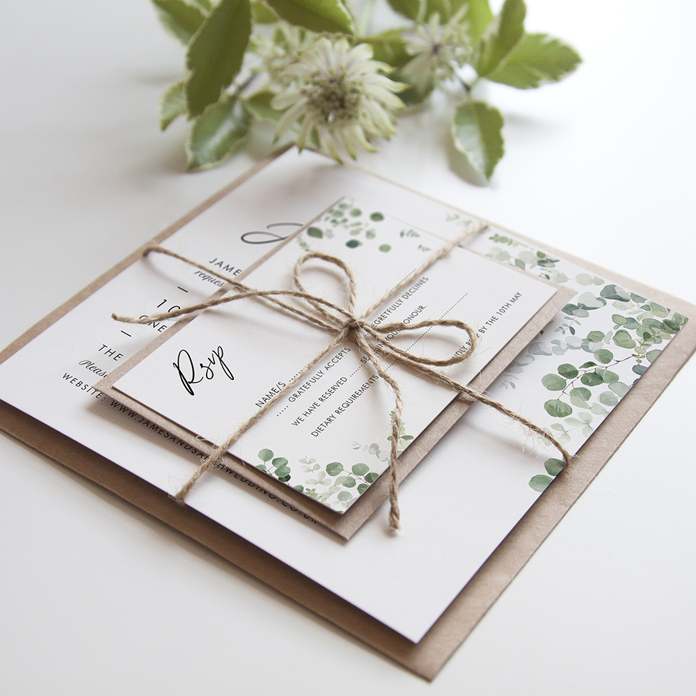 'Classic Eucalyptus' Square Invite Sample