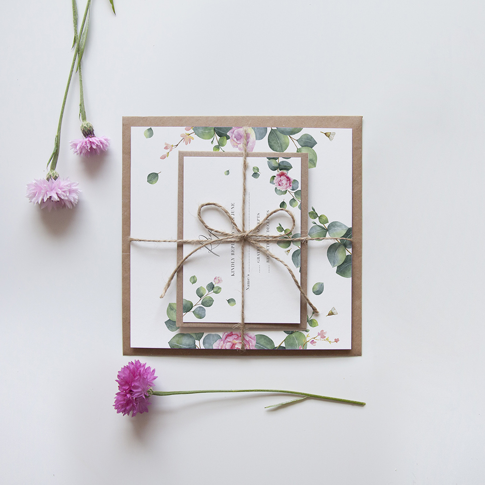 'Eucalyptus Blush' Square Invite