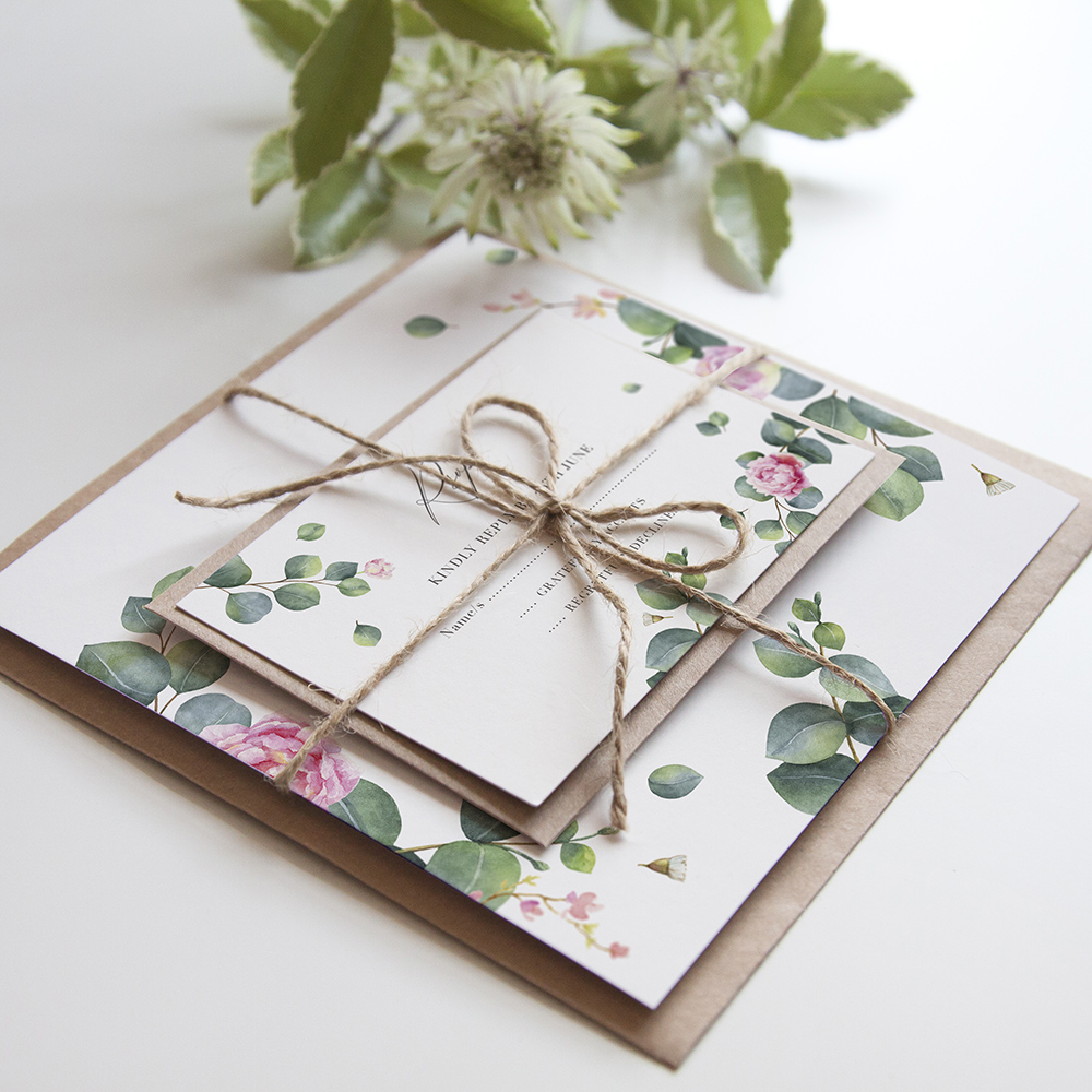 'Eucalyptus Blush' Square Invite