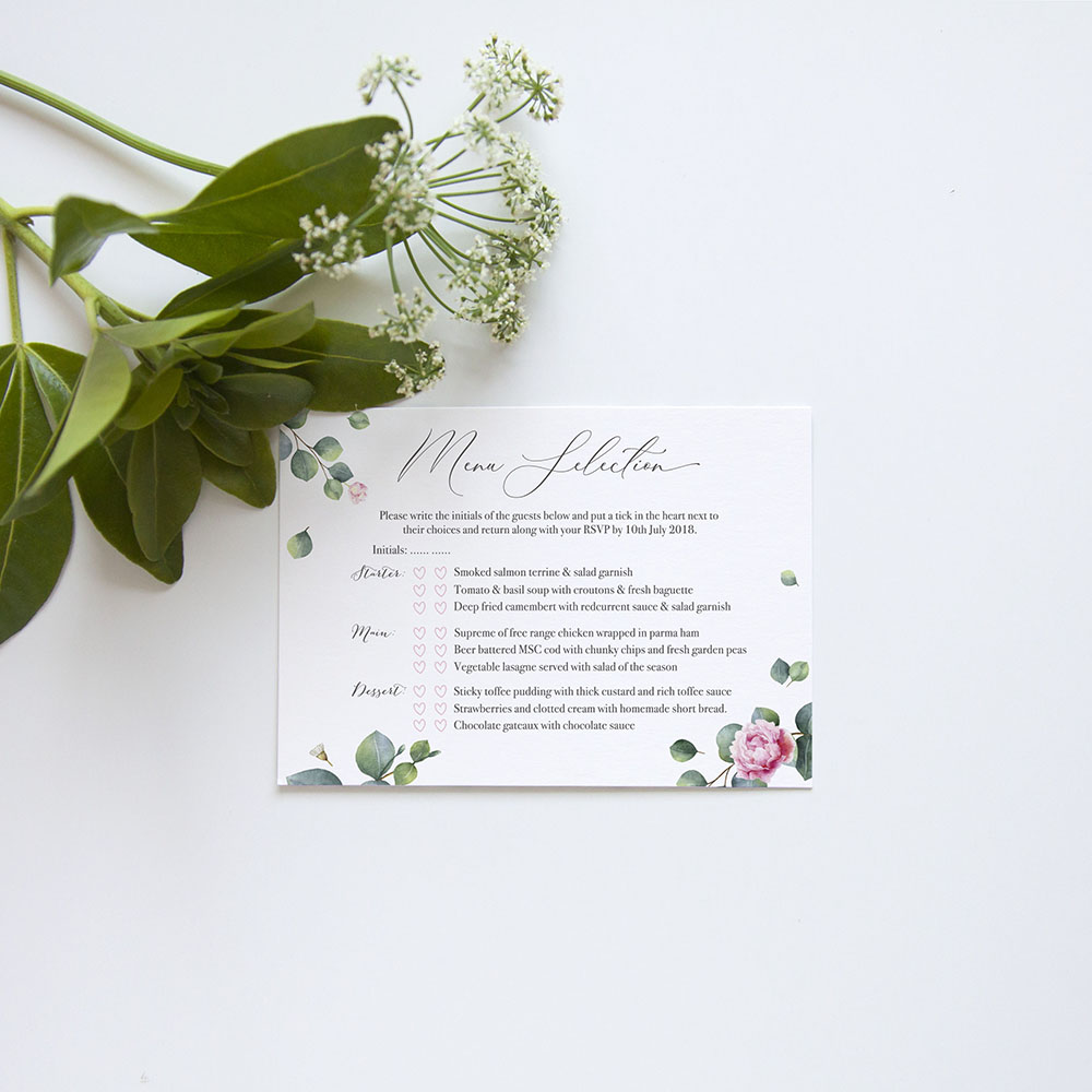 'Eucalyptus Blush' Square Invite