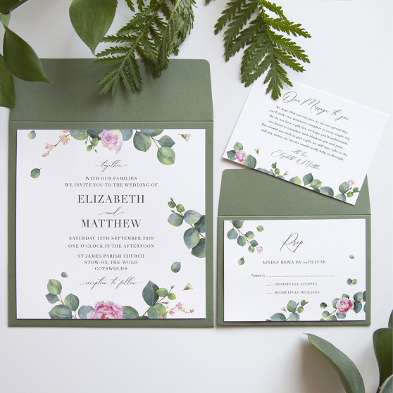 'Eucalyptus Blush' Square Invite