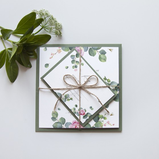 'Eucalyptus Blush' Square Invite