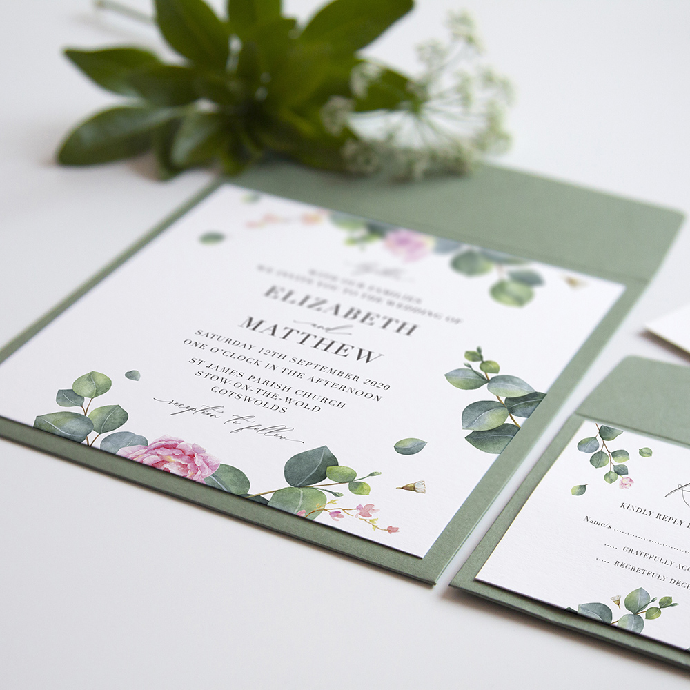 'Eucalyptus Blush' Square Invite