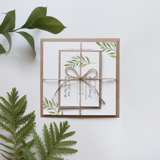 'Green Leaf' Square Invite