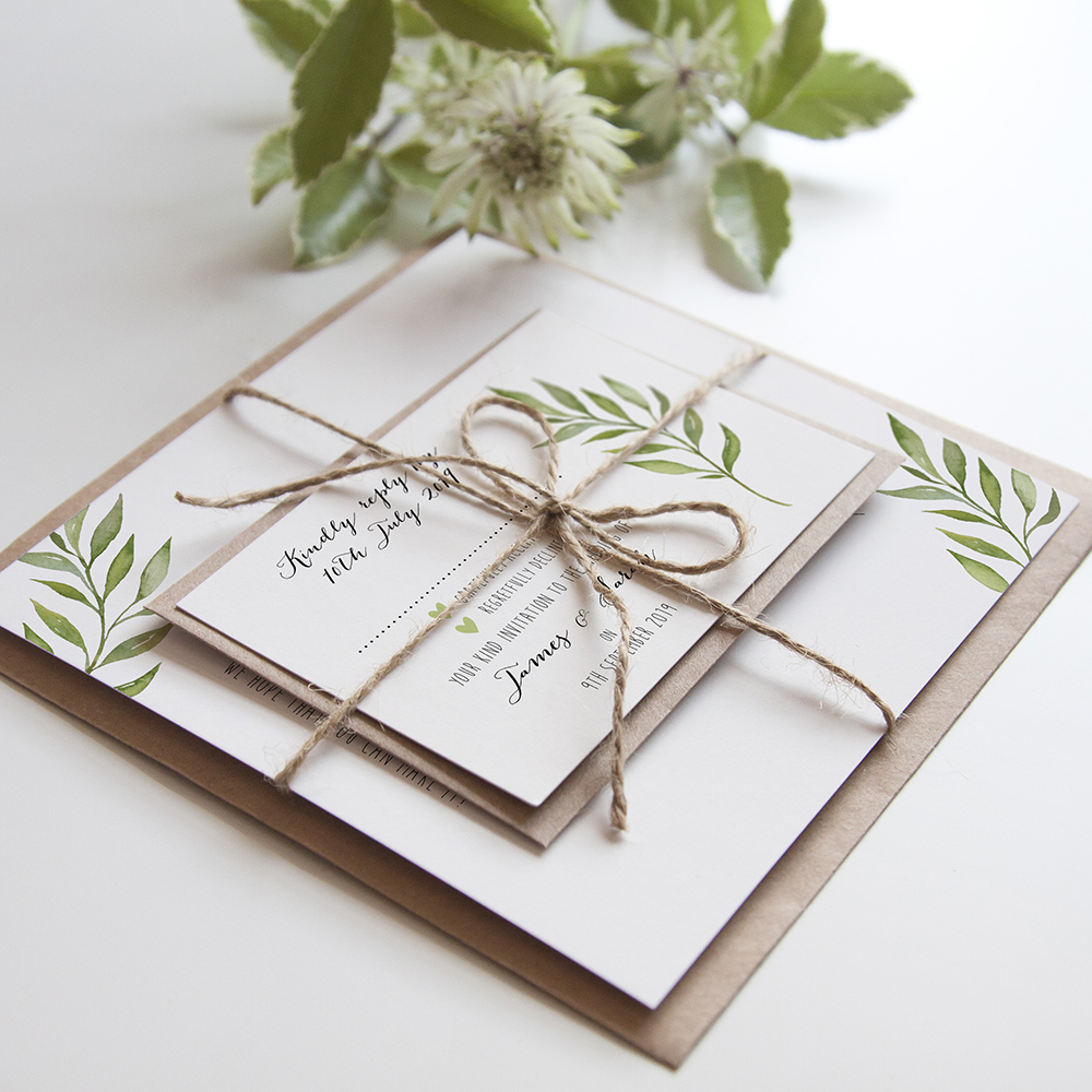 'Green Leaf' Square Invite