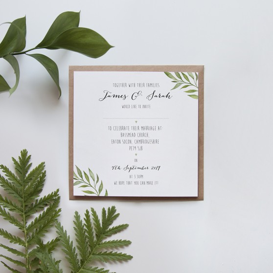 'Green Leaf' Square Invite