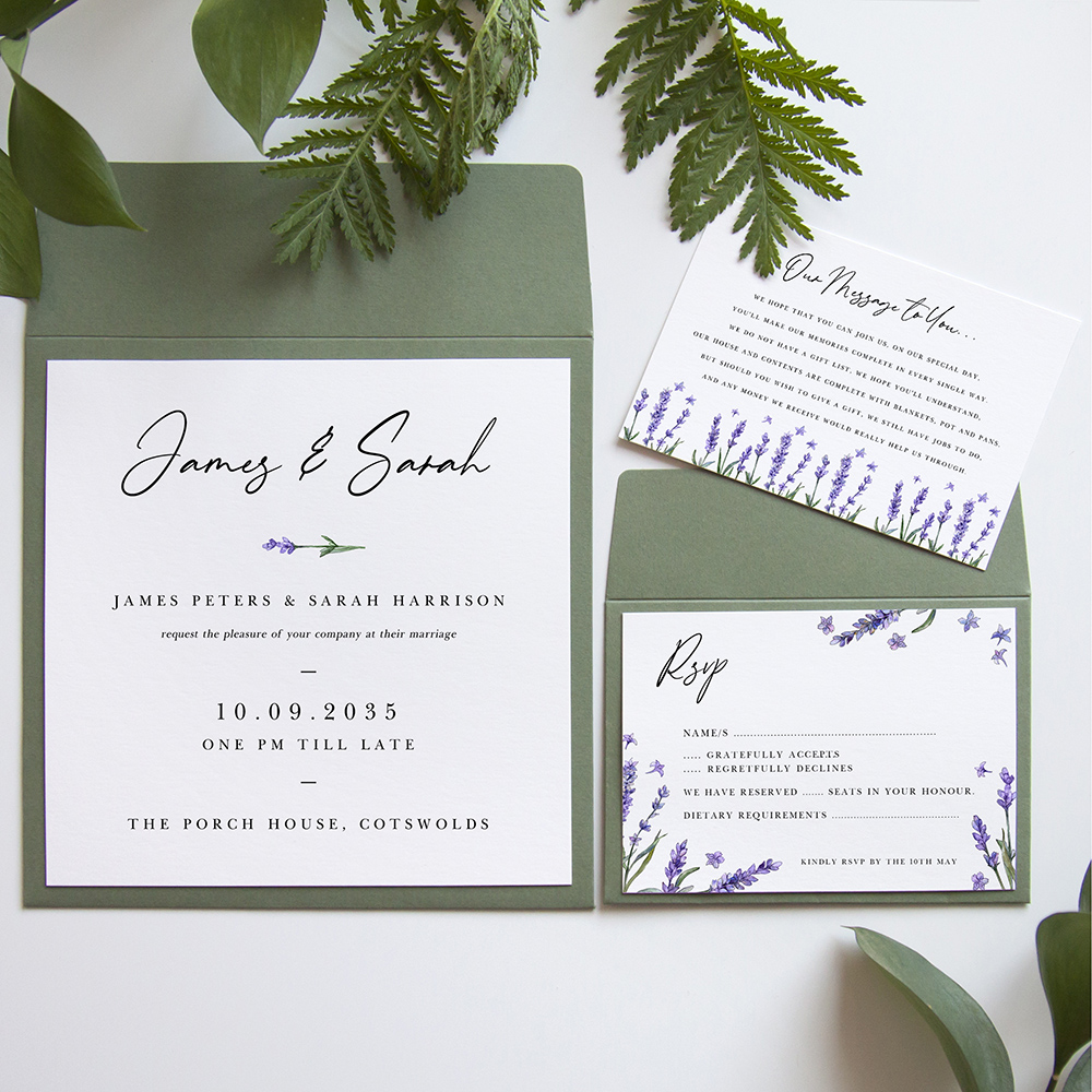 'Lavender' Square Invitation Sample