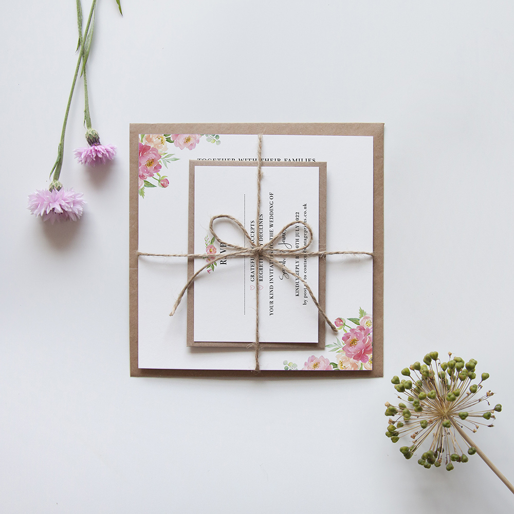 'Peony' Square Invite