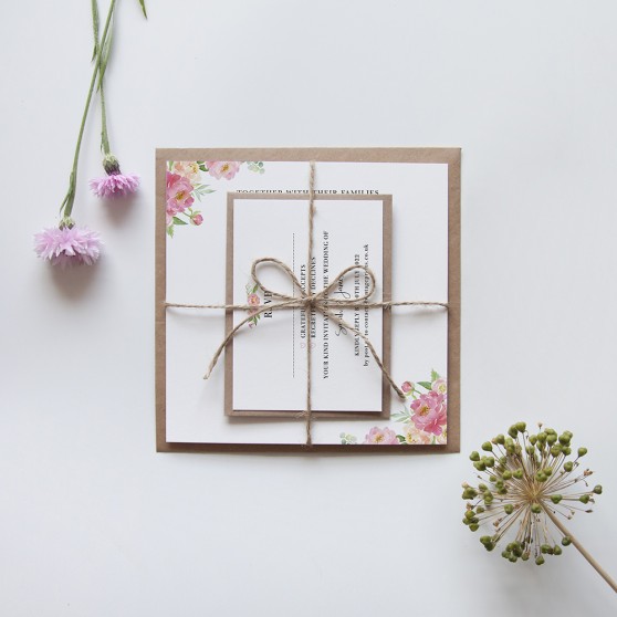 'Peony' Square Invite