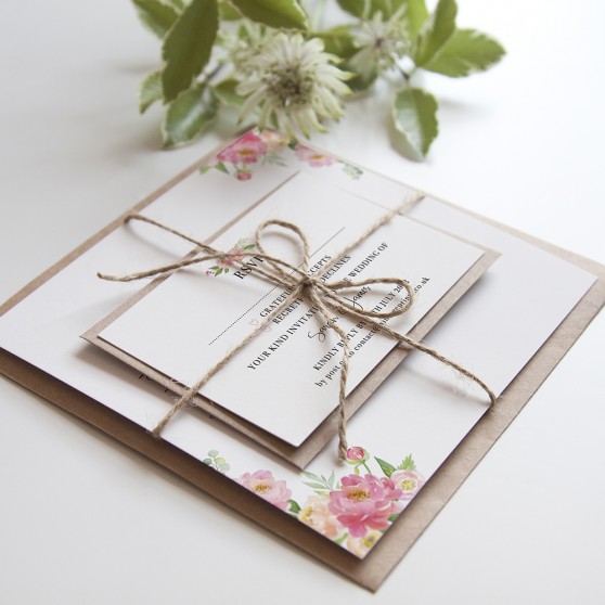 'Peony' Square Invite