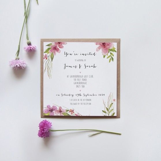 'Pretty in Pink' Square Invite