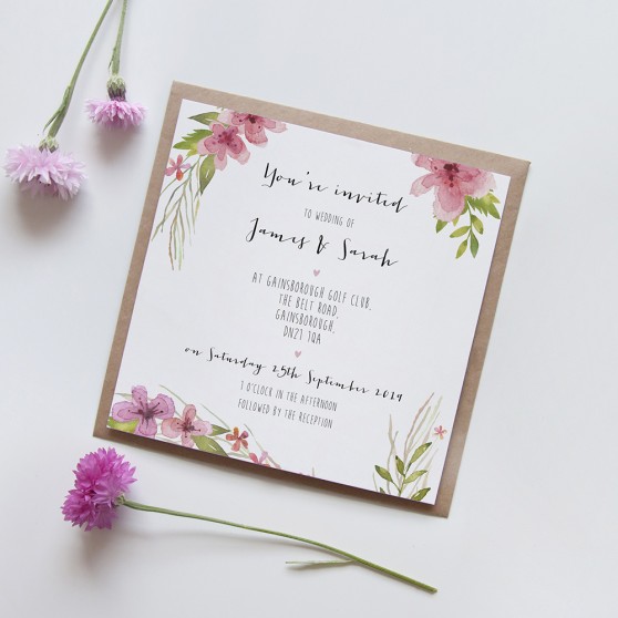 'Pretty in Pink' Square Invite Sample