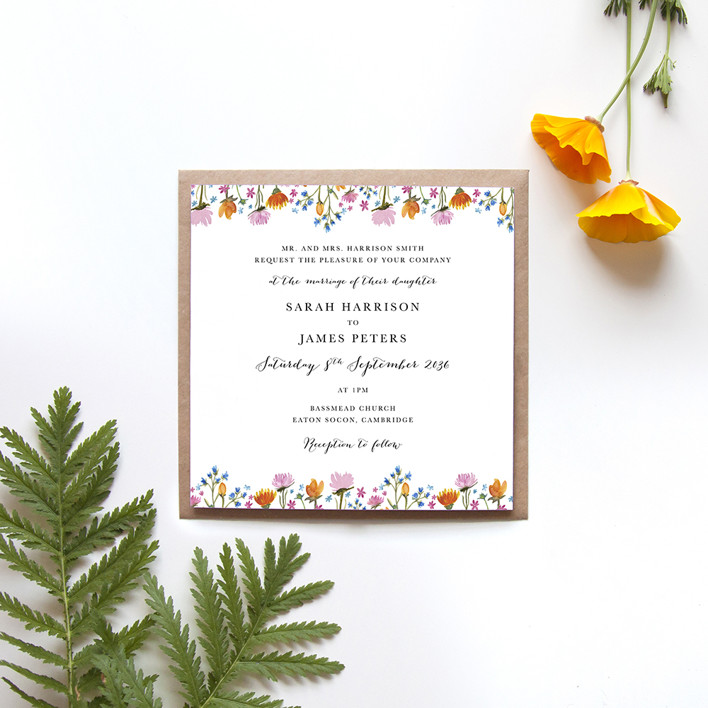 'Wild Floral' Square Invitation