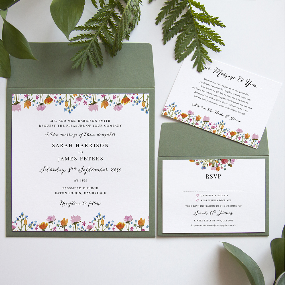 'Wild Floral' Square Invitation Sample