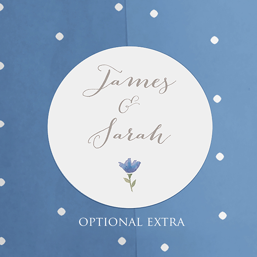 'Blue Floral Watercolour' Pocketfold Wedding Invitation Sample