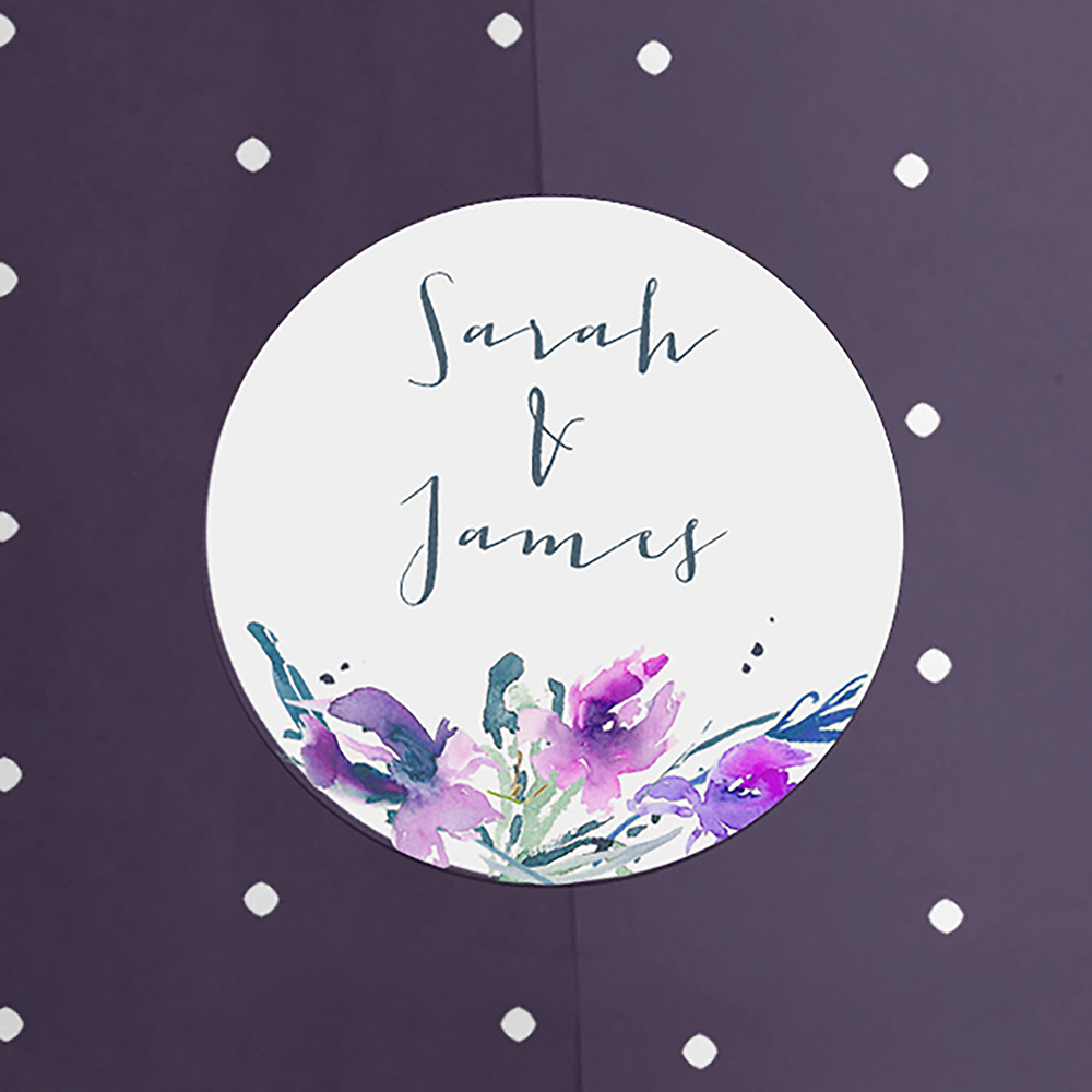 'Midnight Iris' Printed Envelope Liner Sample with Envelope