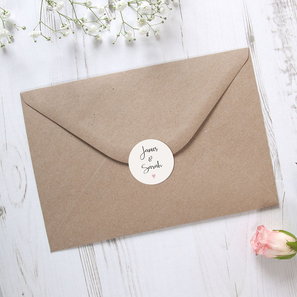 'Pink Heart' Printed Envelope Liner with Envelope