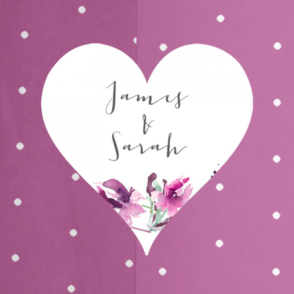'Pink Iris' Hole-punched Wedding Invitation Sample