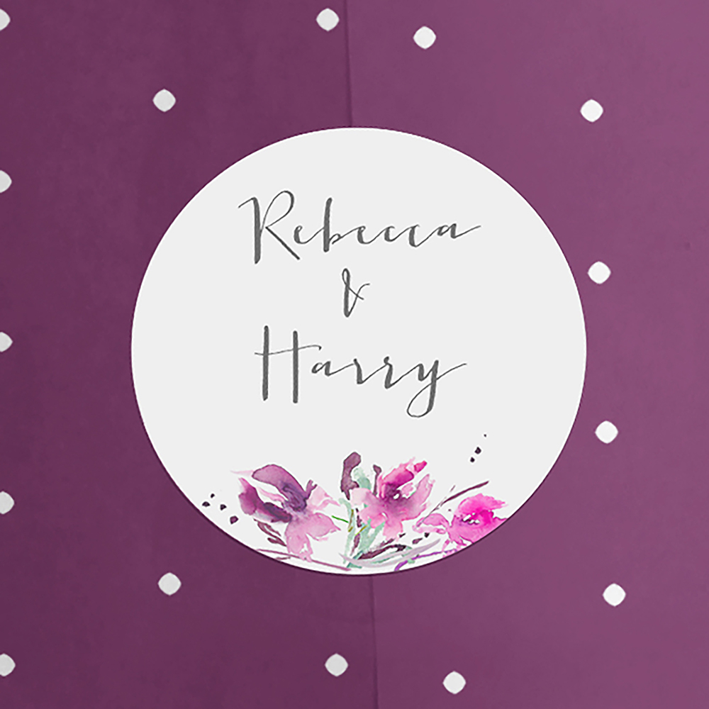 'Pink Iris' Hole-punched Wedding Invitation Sample