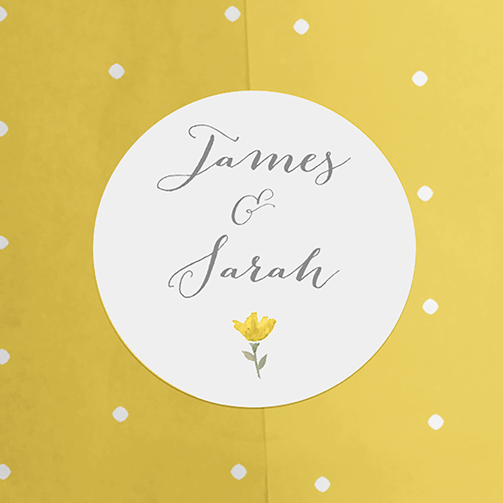 'Yellow Floral' Tri Fold Wedding Invitation