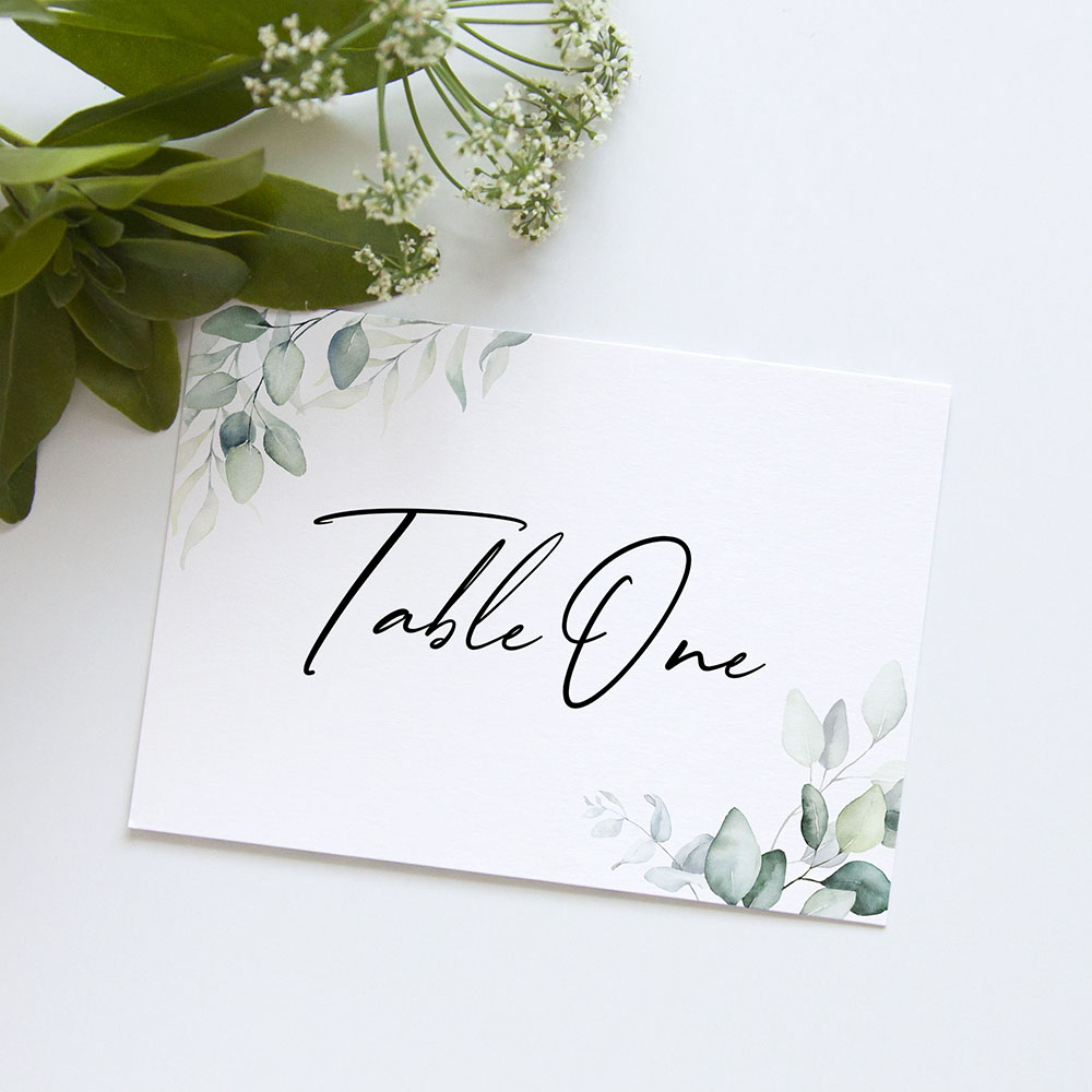 'Dreamy Eucalyptus' Table Name/Number