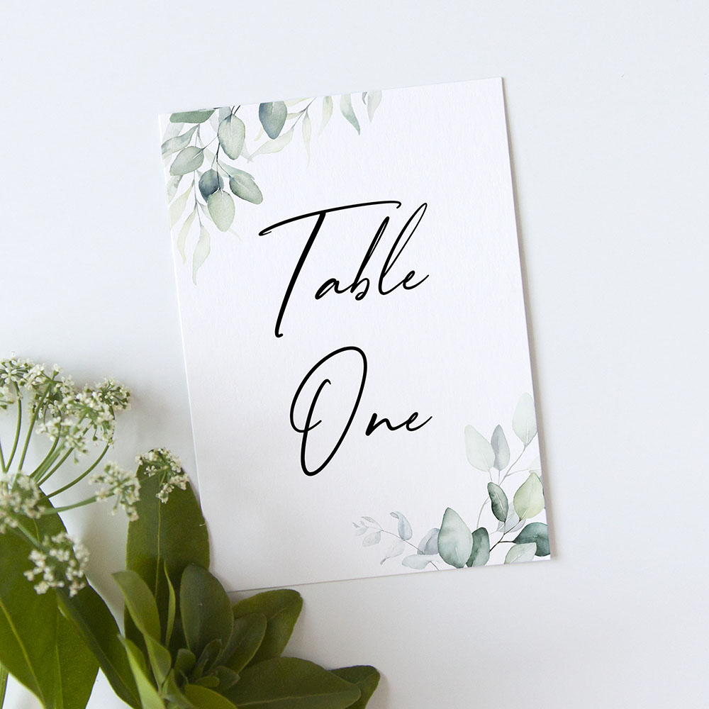 'Dreamy Eucalyptus' Table Name/Number