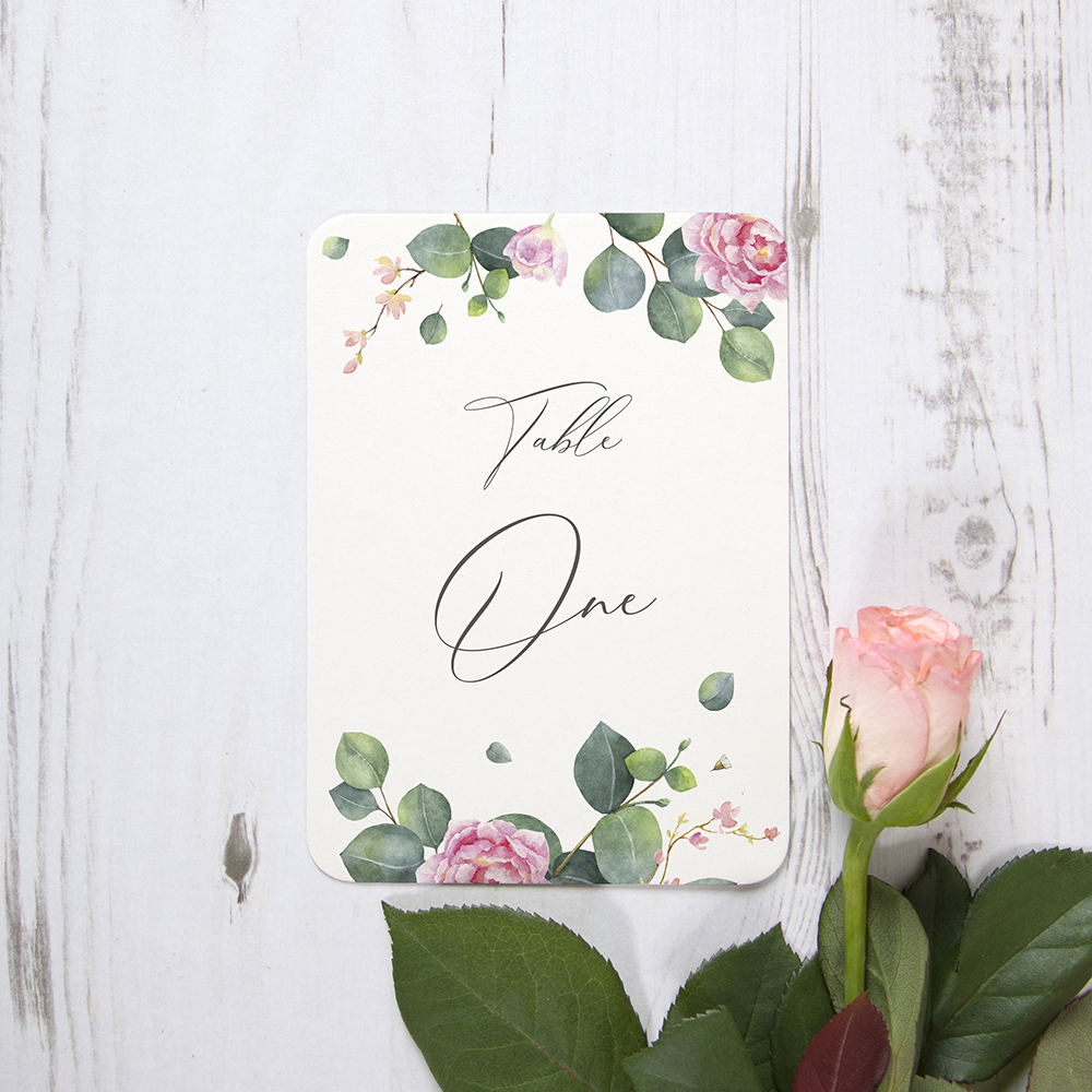 'Eucalyptus Blush' Table Name/Number